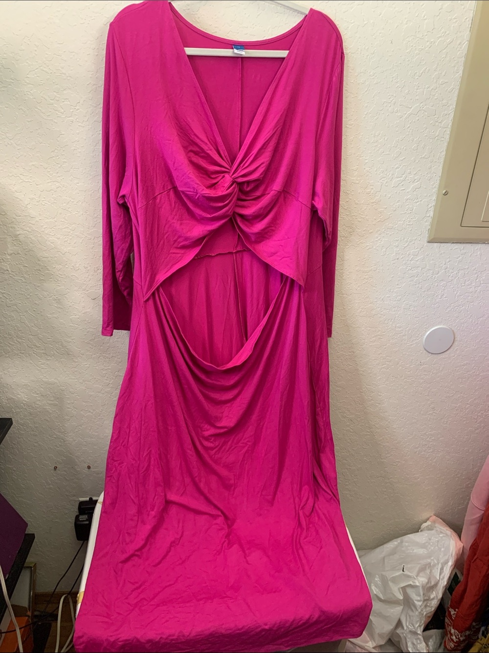 Old Navy Fuchsia Pink Maxi Dress with Twist Front